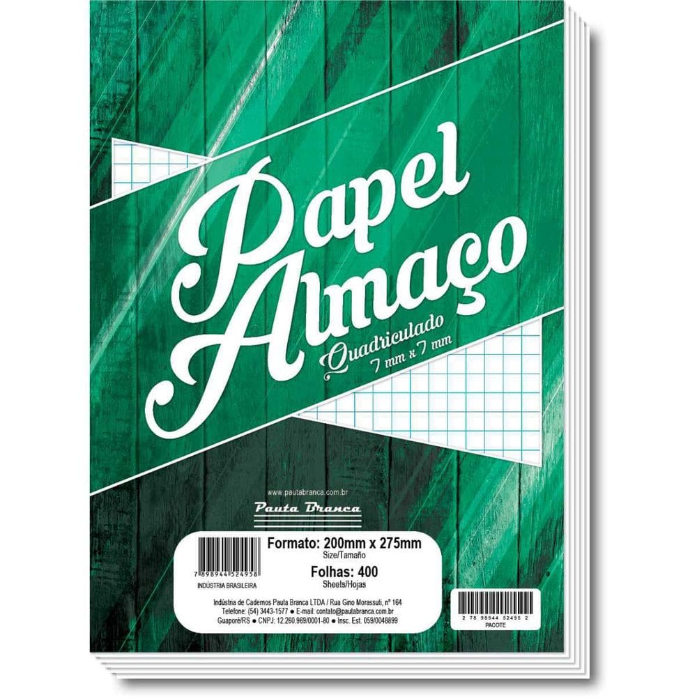 Papel Almaço Quadriculado 7X7 200X275Mm