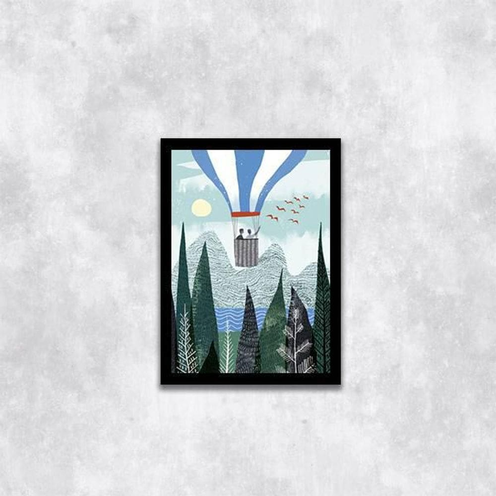 Quadro Figurativo Paisagem Com Balão 24X18Cm