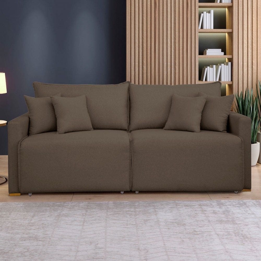 Sofá Cama 2 Lugares Júlia Retrátil e Reclinável Veludo/Marrom - Celflex