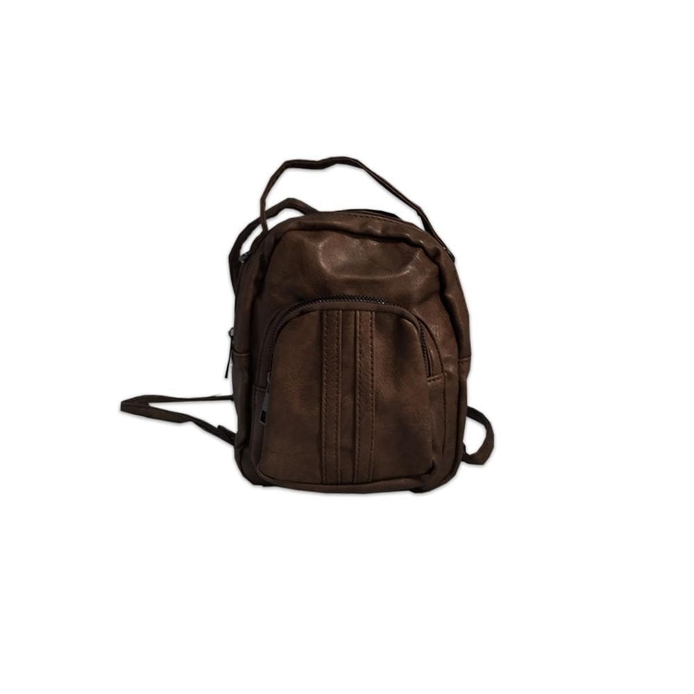 Mini Mochila Casual Couro Sintético Vintage Marrom