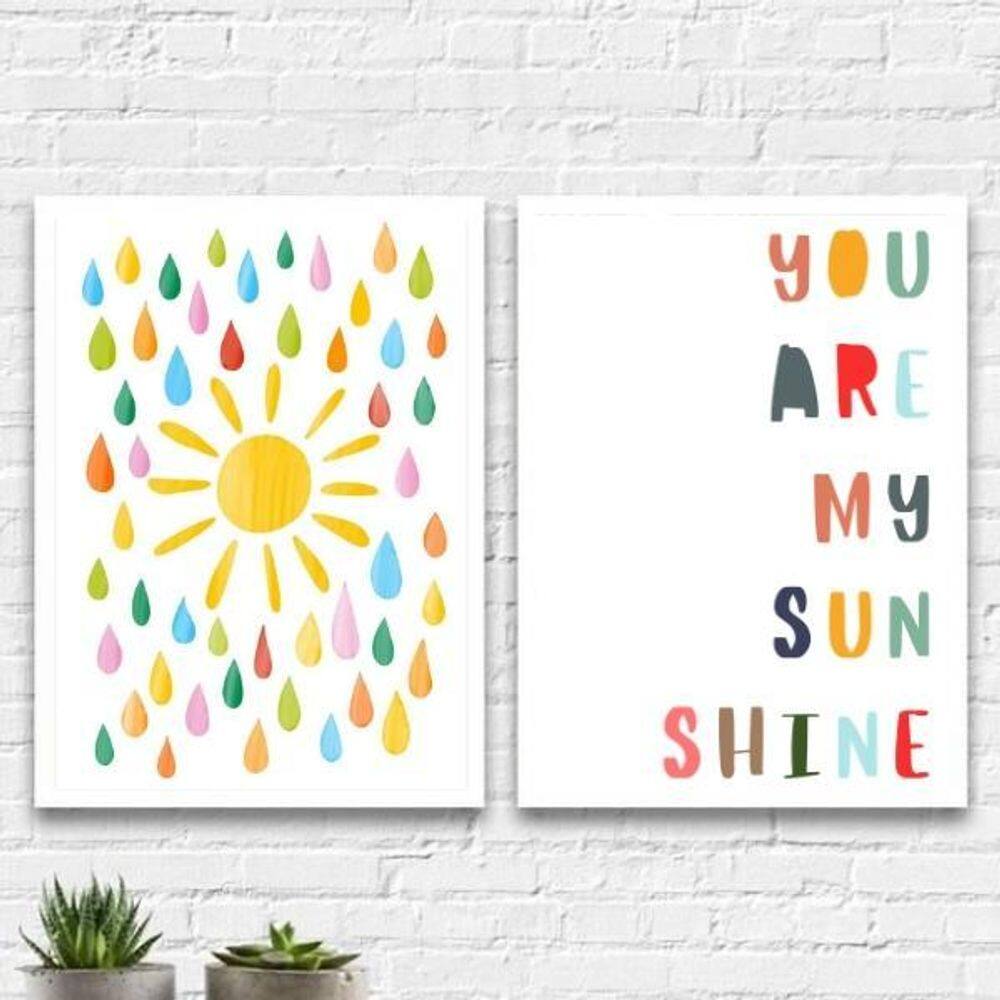 Kit 2 Quadros Infantis My Sunshine 45X34Cm - Com Vidro