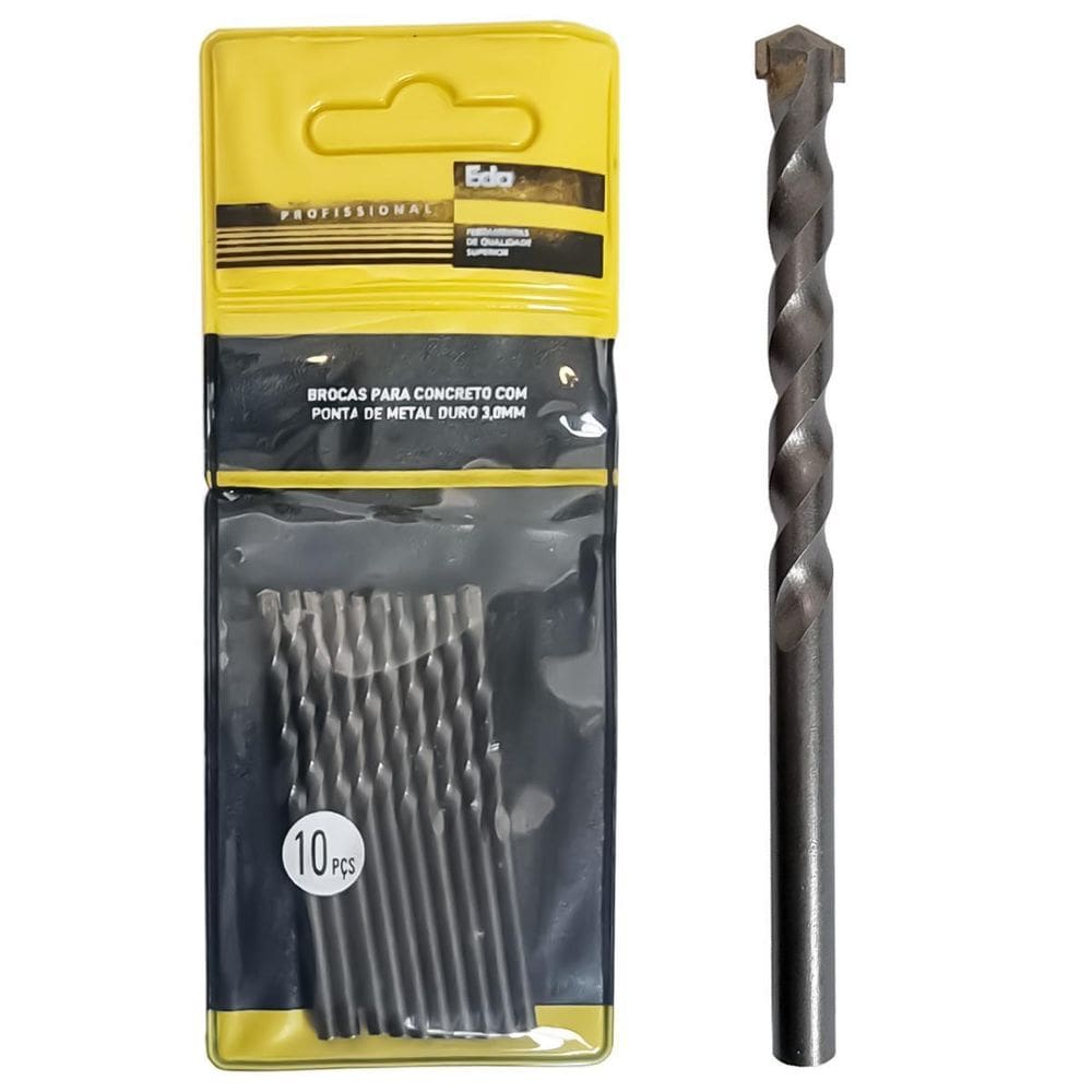 Kit 10 Brocas de Vídea 3mm para Concreto - Eda
