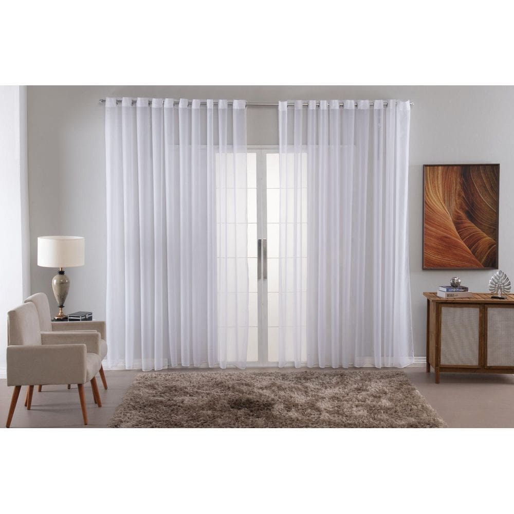 Cortina Sala Quarto Voal Liso Delicate 300X180 Transparente