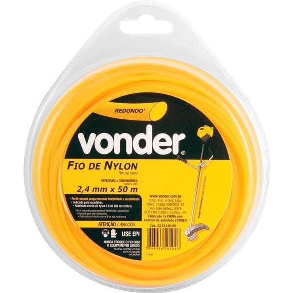 Fio De Nylon 2,4Mm X 50M Redondo Vonder Grama Jardim