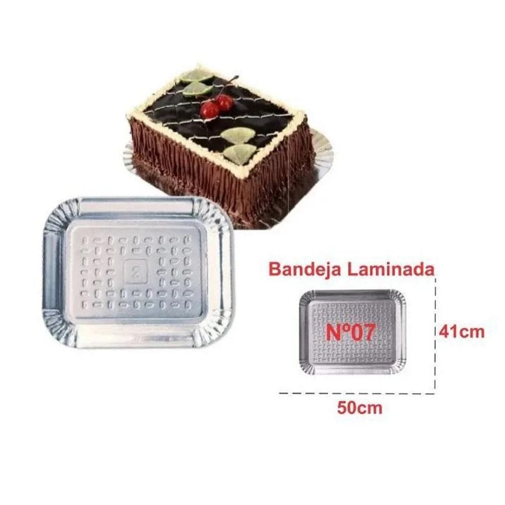100 Bandeja De Papelão Laminada Prata Nº07 50X41Cm 1Pct