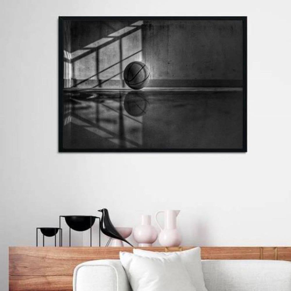 Quadro Decorativo Fotografia Bola De Basquete 45X34Cm