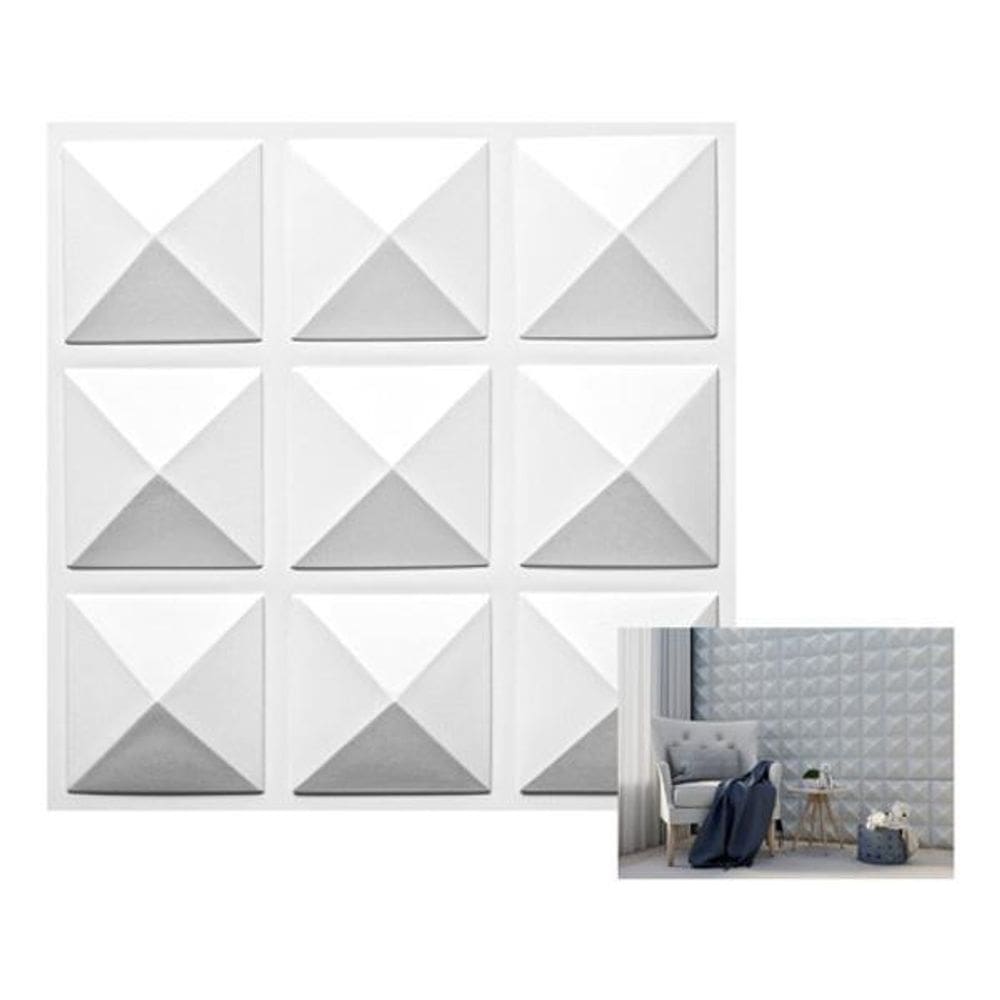 Painel De Revestimento 3D Parede Sala 50Cmx50Cm 12 Placas
