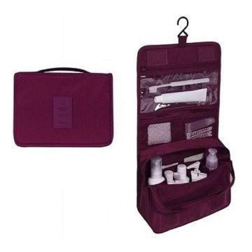 Necessaire Organizadora Em Nylon Cor Vinho Organização