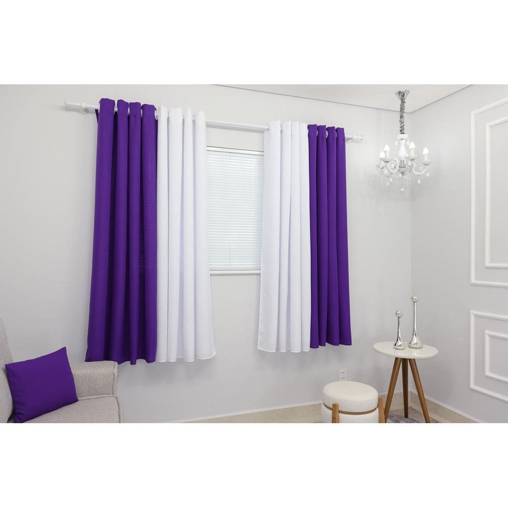 Cortina Duo Oxford 600X180 Duas Cores Sala/Quarto Para Varão