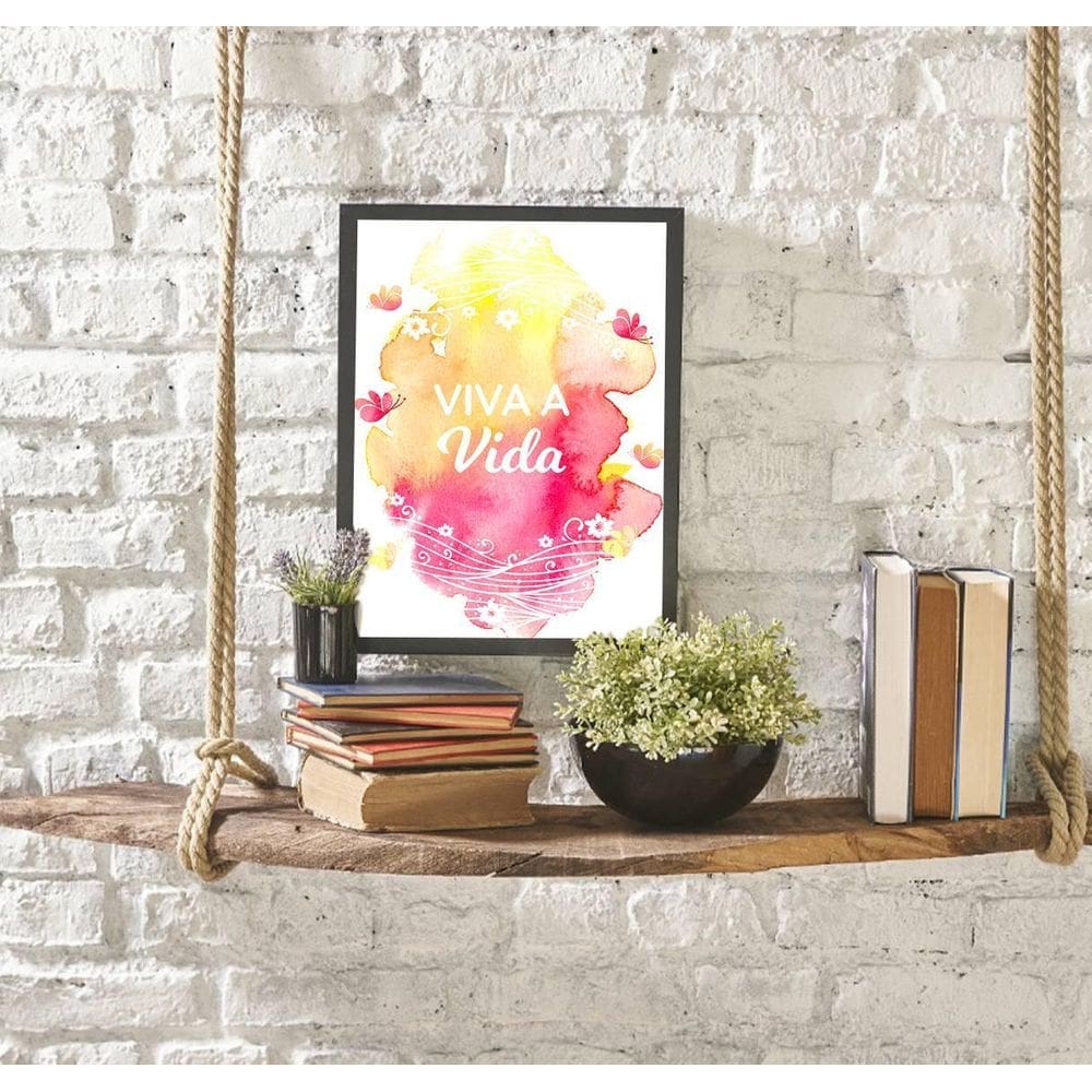 Quadro Viva A Vida 45X34Cm - Com Vidro Moldura Preta