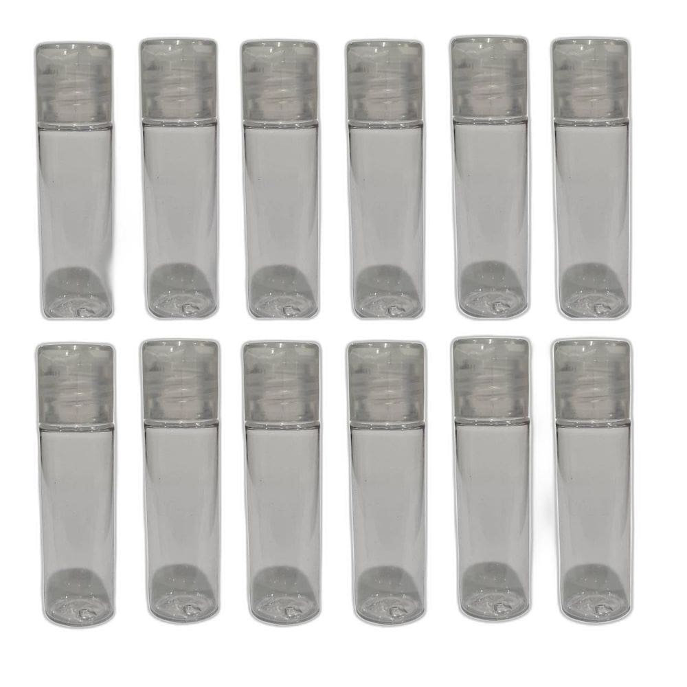Kit 12 Frascos Pvc Transparente 15 Ml Com Tampa Flip