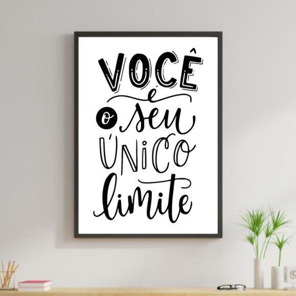 Quadro Decorativo Você É Seu Único Limite Branco 34X23Cm Moldura Branca