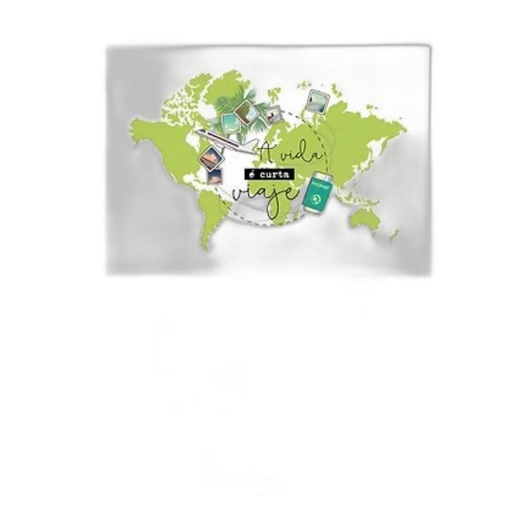 Quadro Viaje A Vida É Curta 45X34Cm Madeira Branca