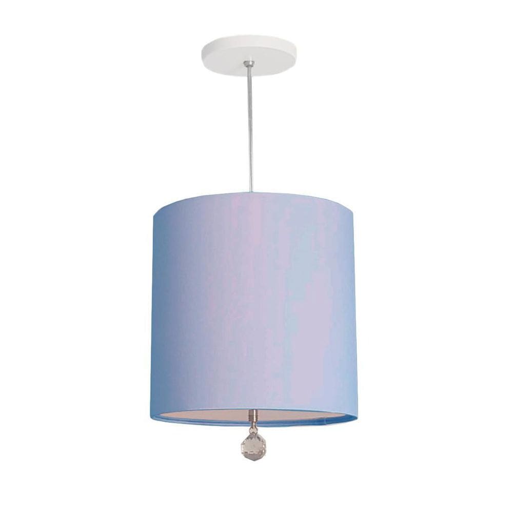 Luminária Pendente Com Cristal Cúpula Azul 25X25 1E27