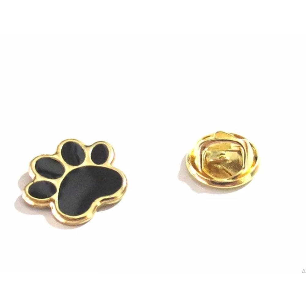 Broche Pata Preta Cachorro Folheado Ouro 18k