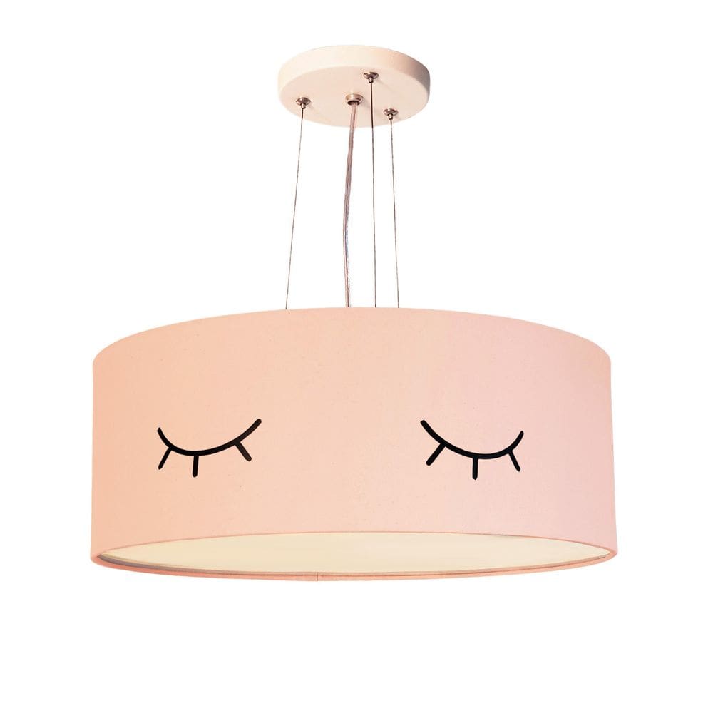 Lustre Pendente Infantil Olhinho Cúpula Rosa 40X15 2E27