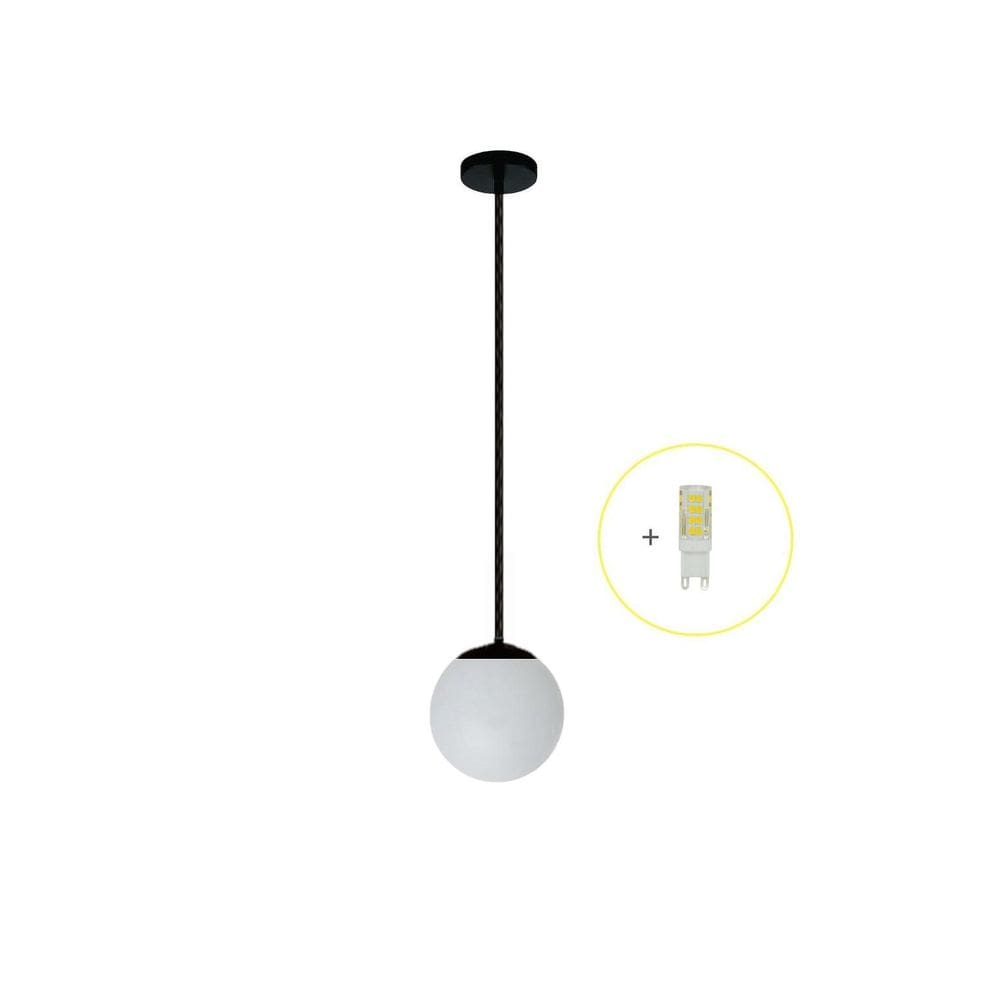 Pendente Preto Bancada Cozinha Cabeceira De Cama + Led Vi