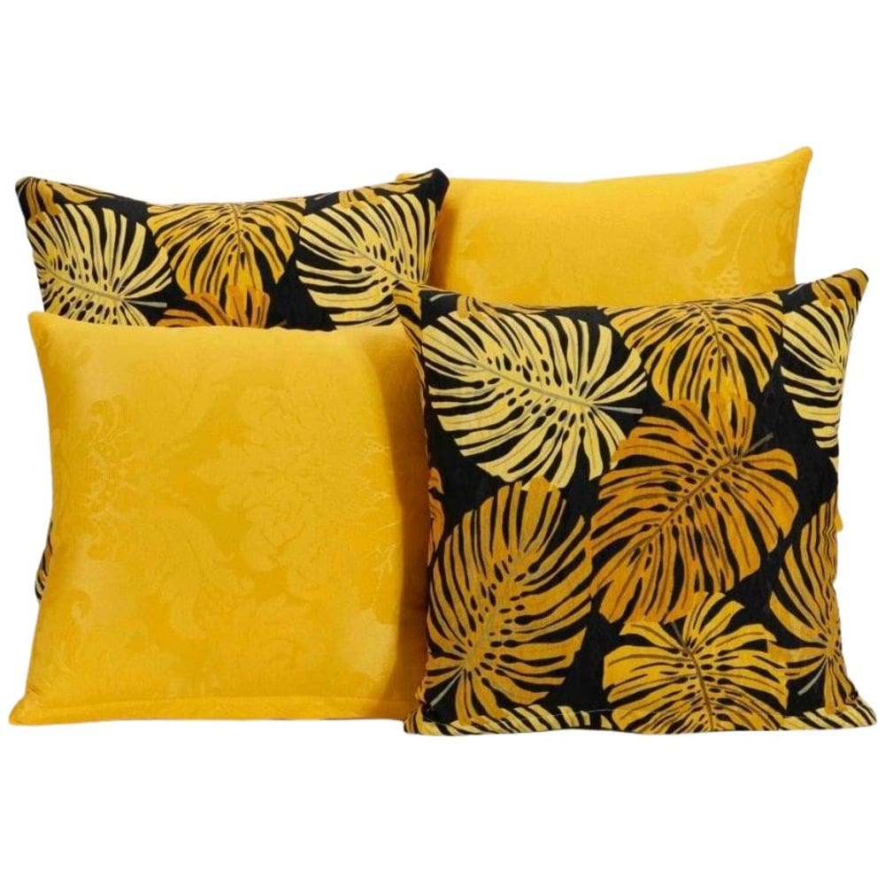 Kit 4 Capas De Almofada Decorativa Para Sofá Estampa Amarelo