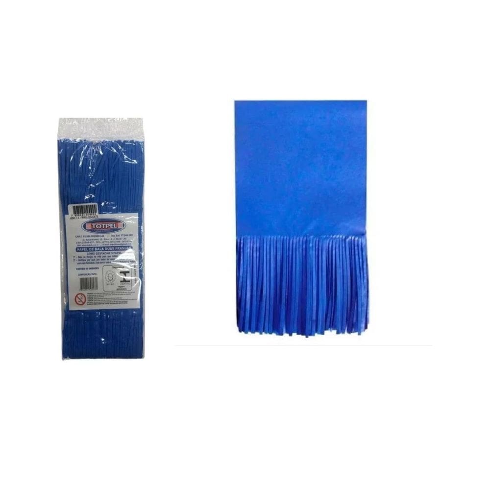 Kit Papel Seda Para Balas Com 2 Franjas Azul Kit 48 Unidades