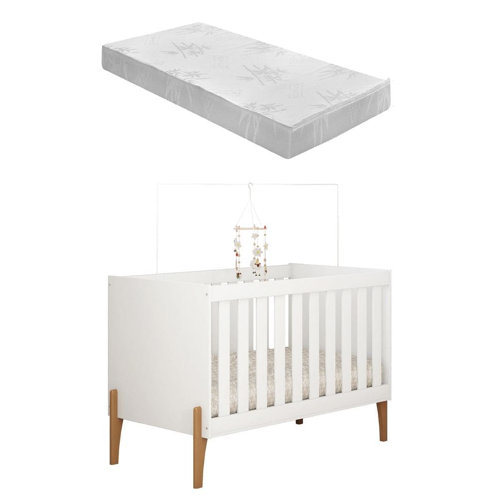 Berço Mini Cama Bebê Infantil Iris Retro + Colchao Toraflex