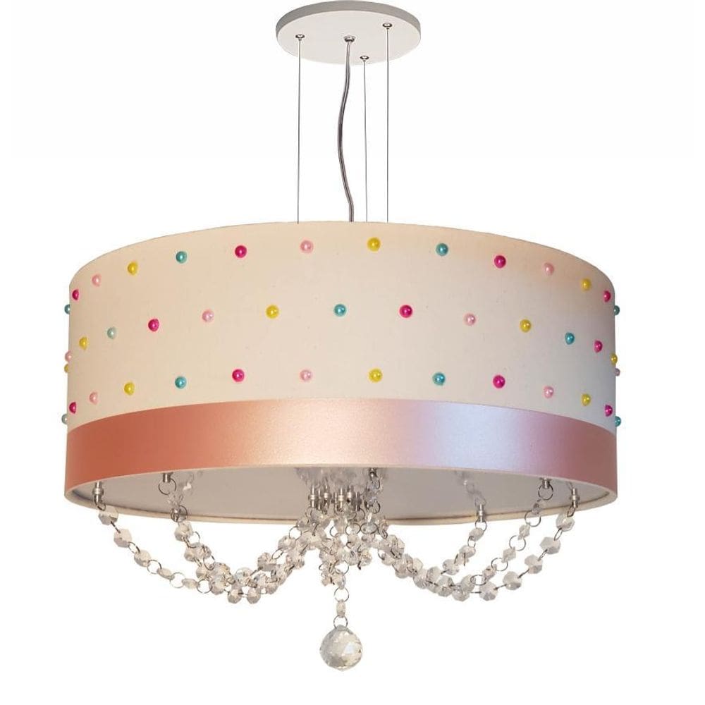 Lustre Infantil Pendente Pérolas Coloridas 50X15 Cru