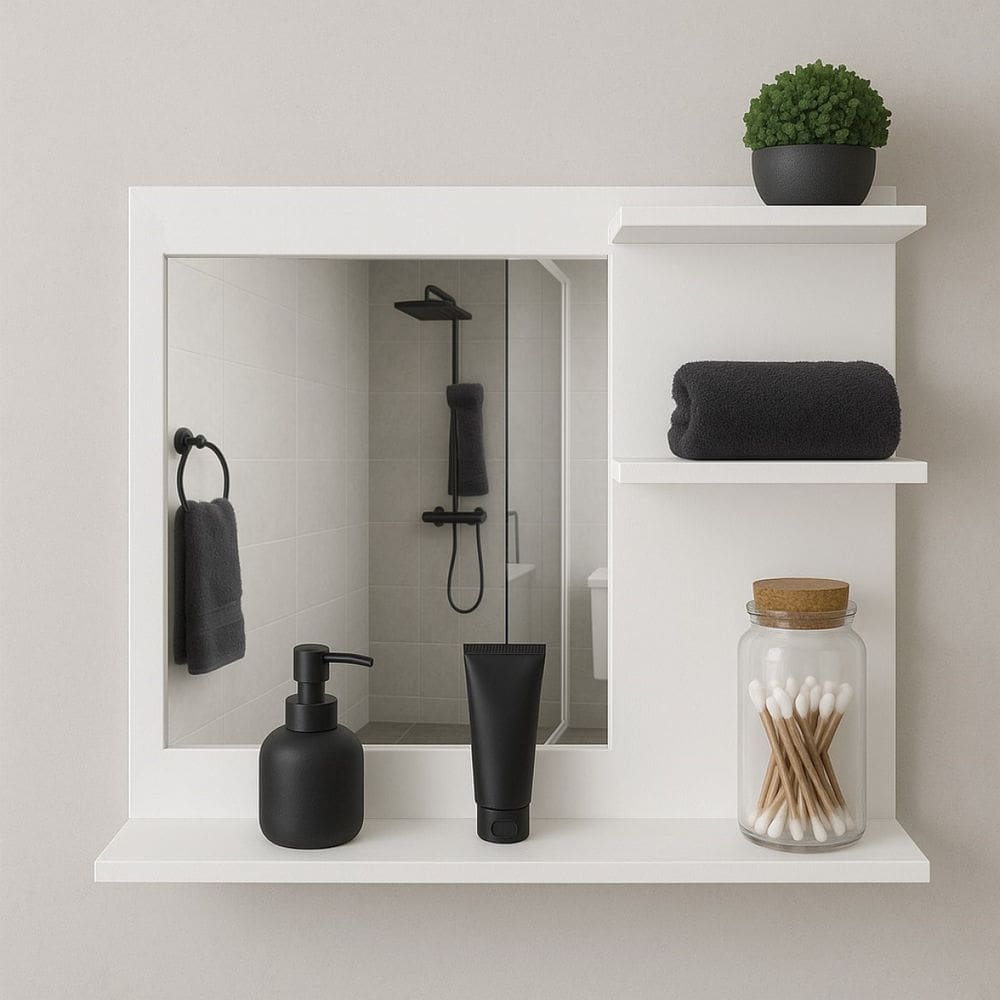 Móvel Multiuso Com Espelho MDF Branco Design Sofisticado