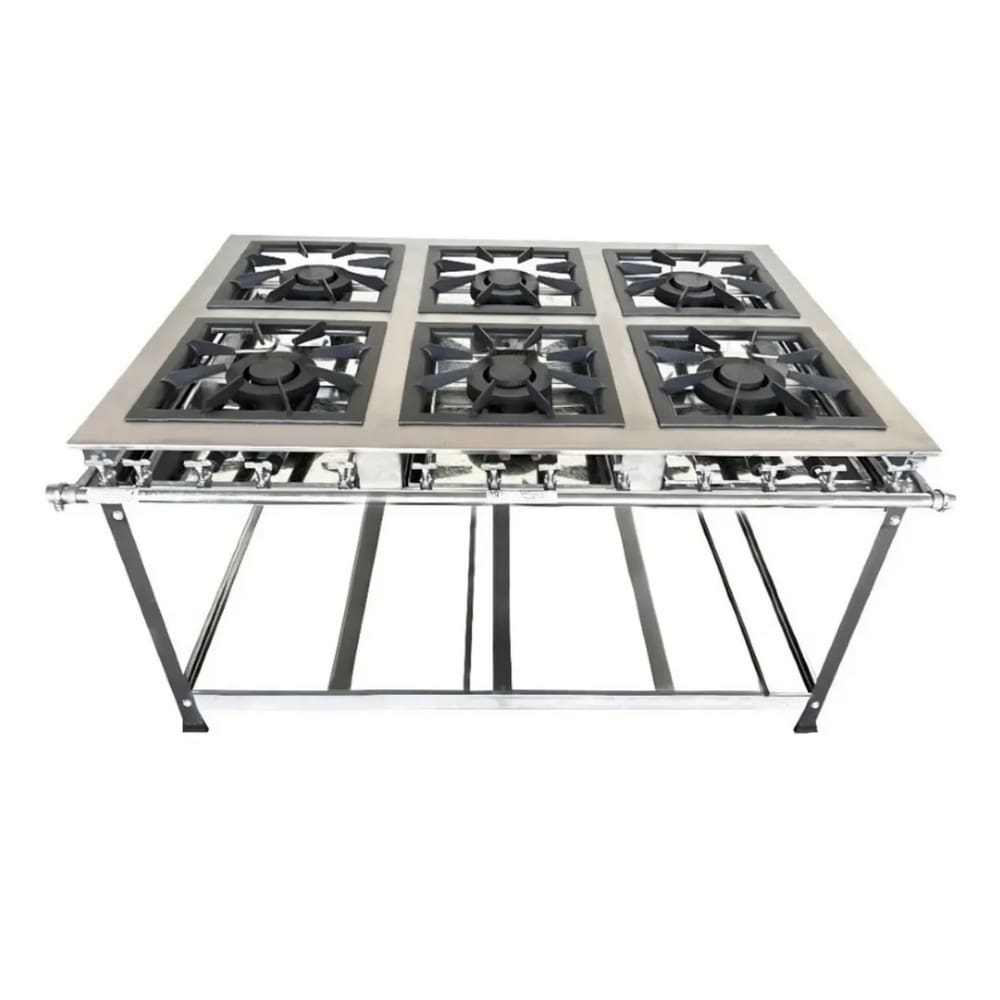Fogão Industrial 6 Bocas Duplas 30x30 P7 em Aço Inox Leona