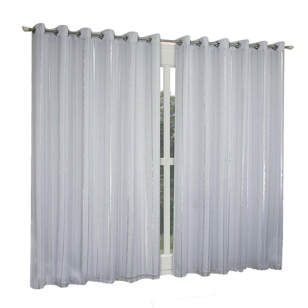 Cortina Rustica Com Voil Listrado 2,7M X 3M - Branco