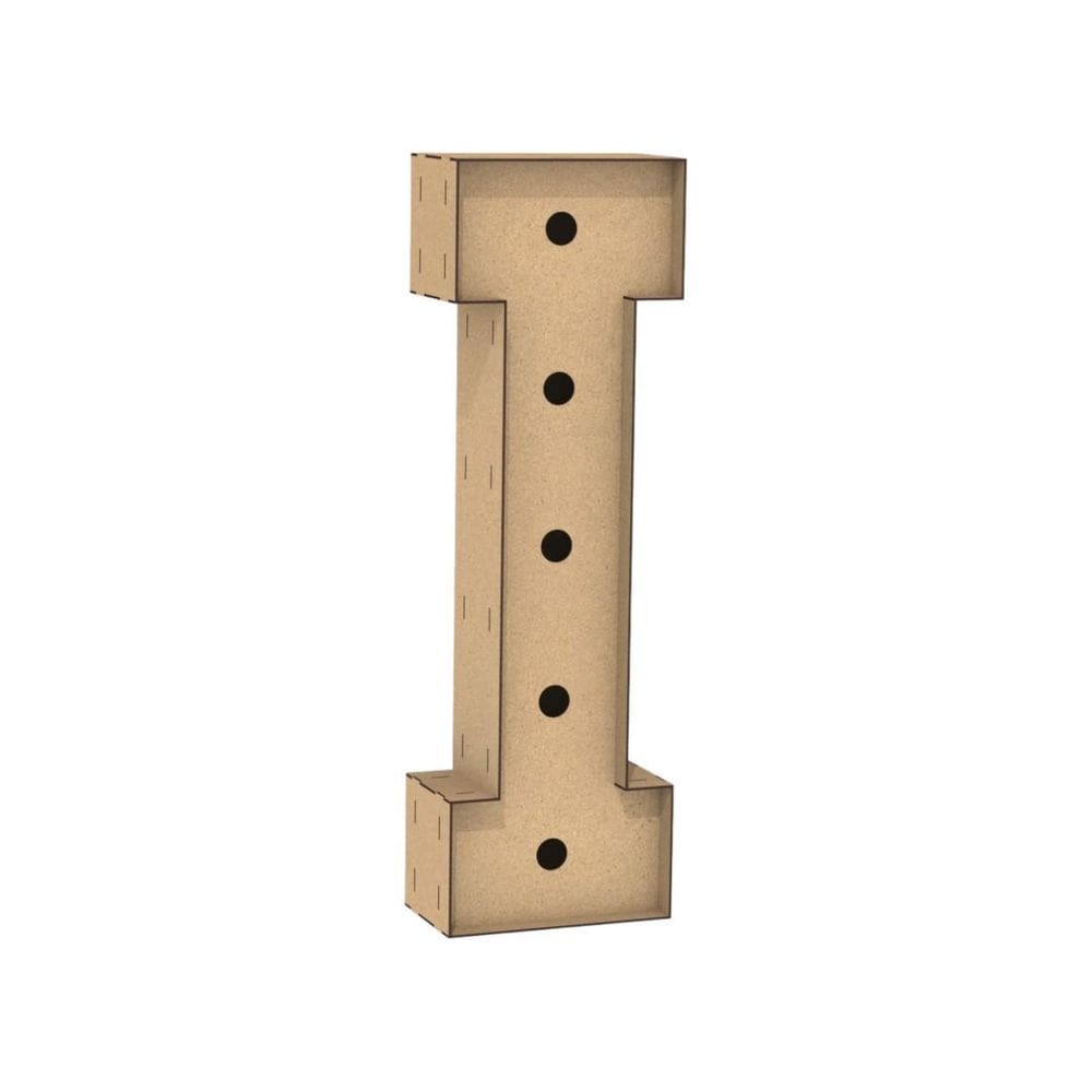 Letra Caixa Grande I Mdf 100Cm Altura Furo Lampad Iluminação