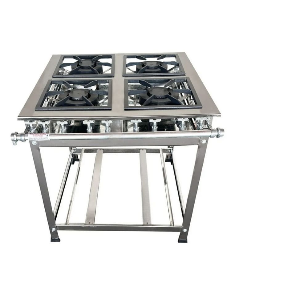 Fogão Industrial 4 Bocas Duplas 30x30 P7 em Aço Inox Leona