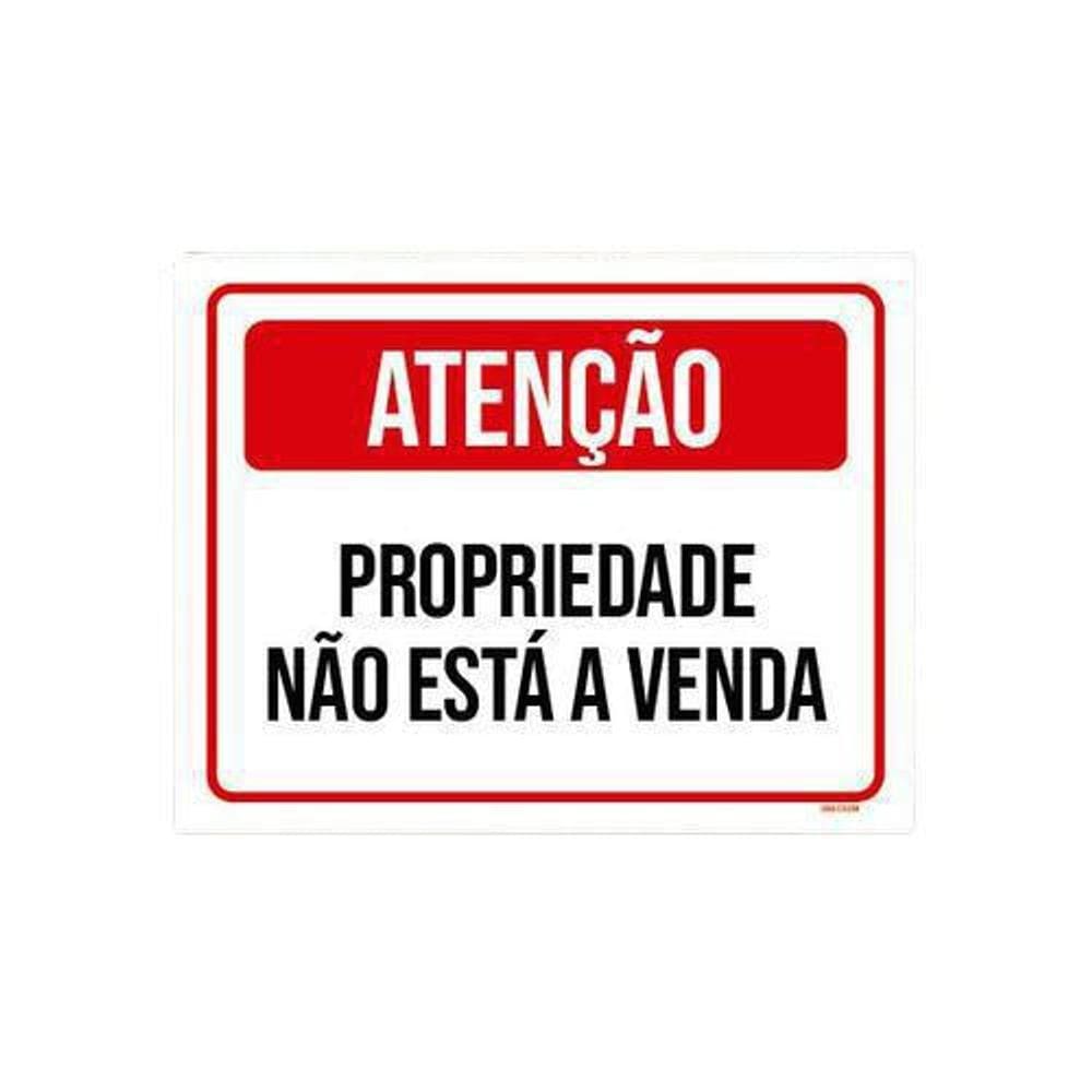 Placa Atenção Propriedade Não Está A Venda 18X23