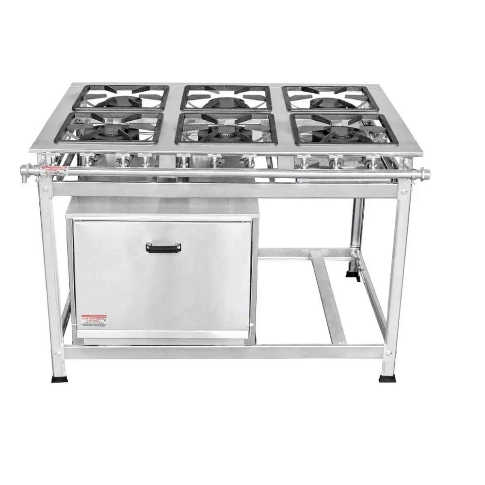 Fogão 6 Bocas Leona P7 30x30 C/ Forno Inox