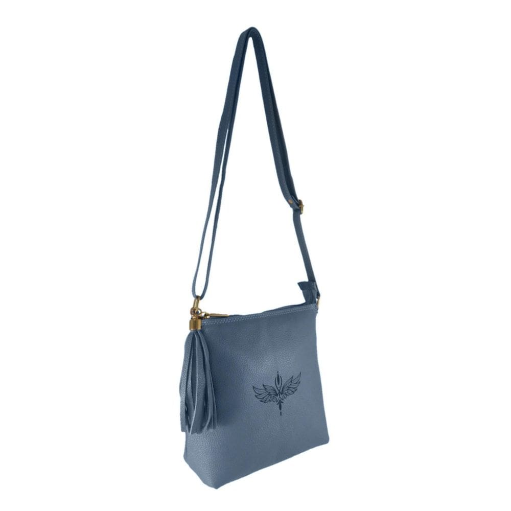 Bolsa Transversal Topgrife Estampa Ave Fenix Couro Azul Mari