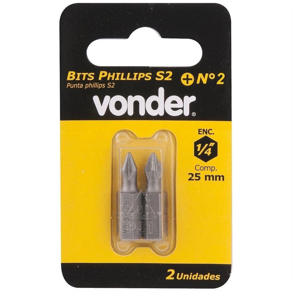 Bits/Ponteira Phillips Vonder 1/4 N2 1/4 X 25Mm Aço S2 Co