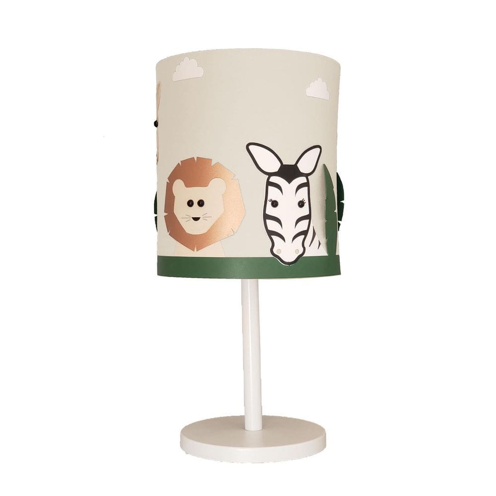 Abajur Infantil Safari Cúpula Cru Tecido 20X42 Cm