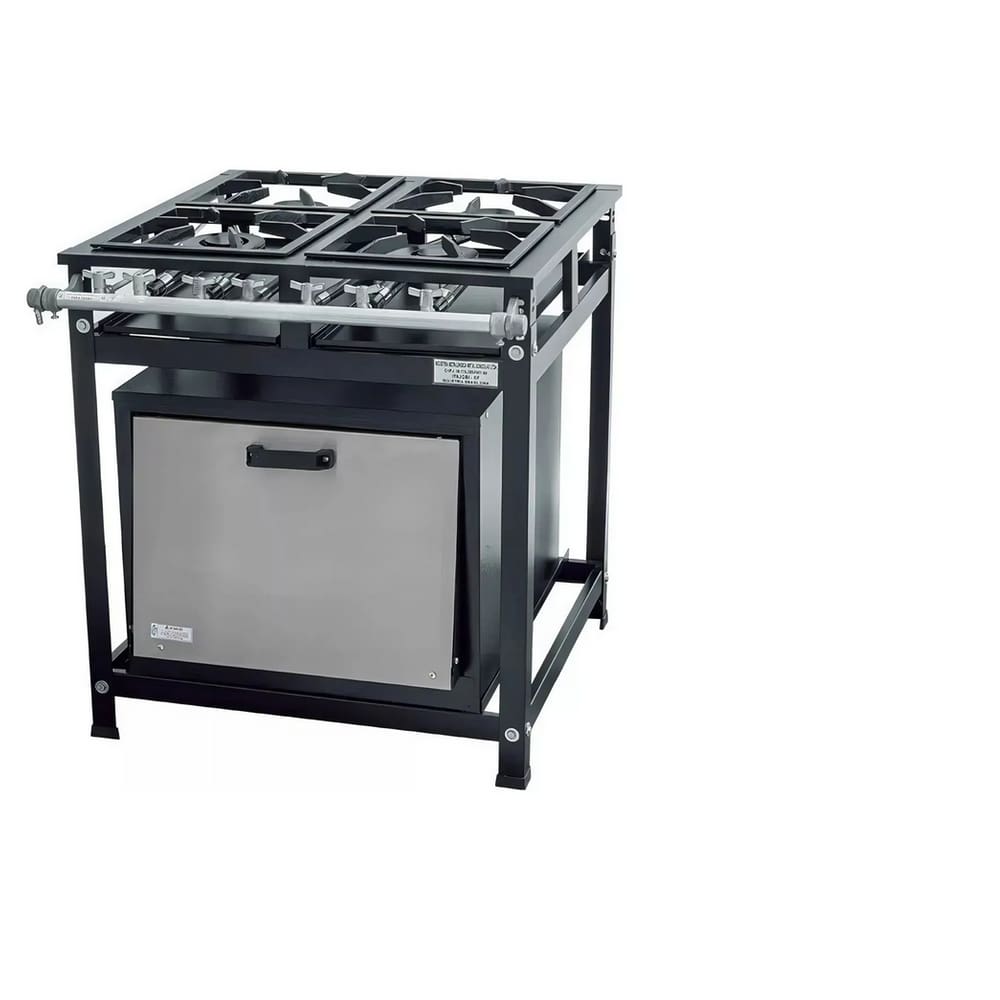 Fogão Industrial 4 Bocas 30x30 P5 com Forno Leona