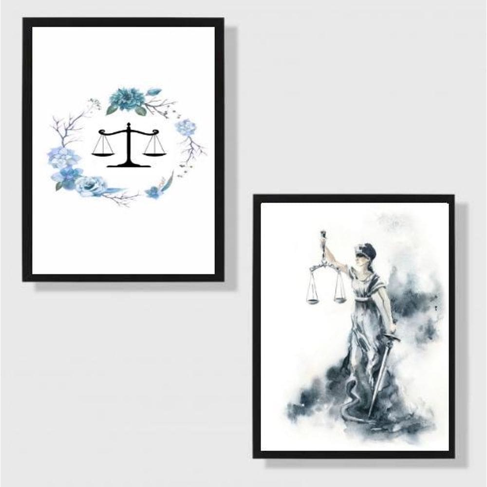 Kit 2 Quadros Profissão Direito 45X34Cm