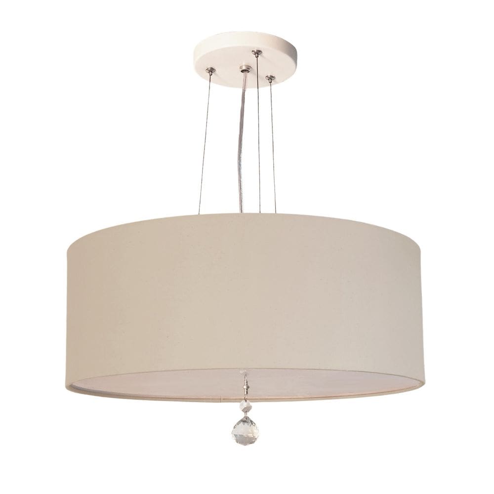 Lustre Pendente Com Cristal Cúpula Cáqui 40X15 2E27