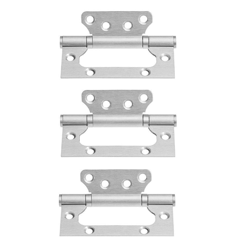 03 Dobradiça Porta Sobrepor Sem Rebaixo Inox 4`X3`X,2,2Mm