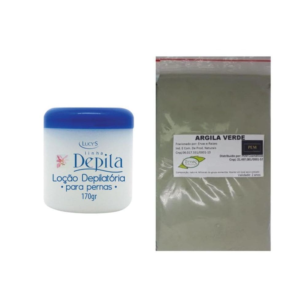 Argila Pura Verde 500G E Loção Depila Pernas Sem Dor