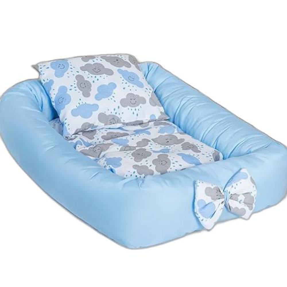 Kit Ninho Para Bebês Redutor De Berço Chuva De Amor Azul
