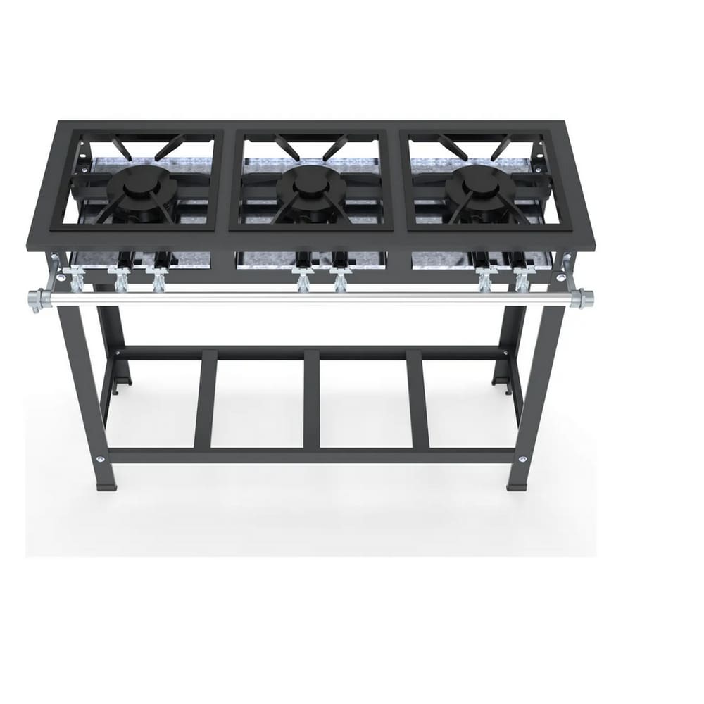 Fogão 3 Bocas Leona Industrial Baixa Pressão Preto