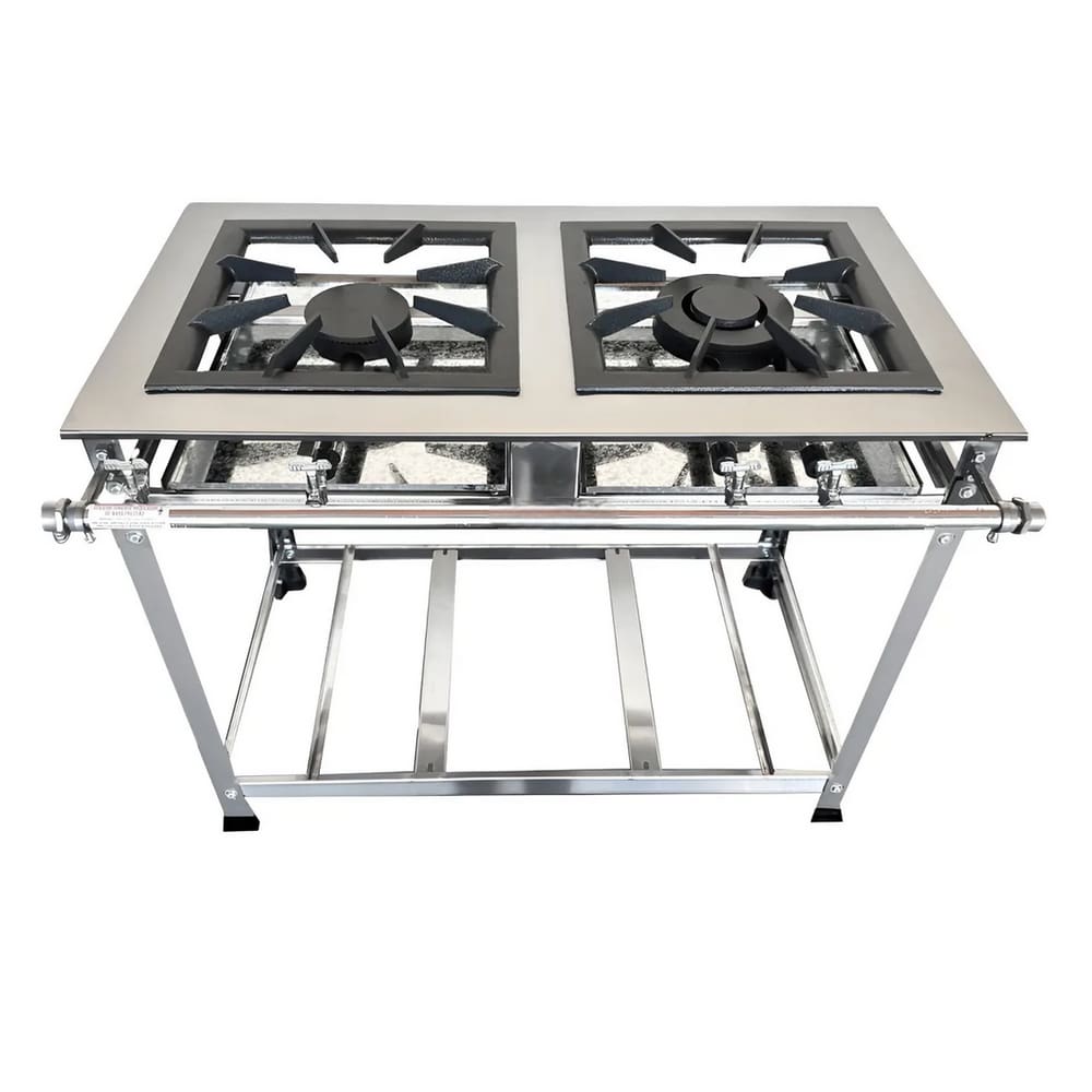 Fogão Industrial 2 Bocas 40x40 p8 em Aço Inox Leona