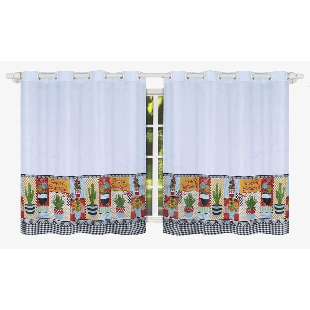 Cortina Para Cozinha Tergal Estampada 3M X 1,20M - Branco 8