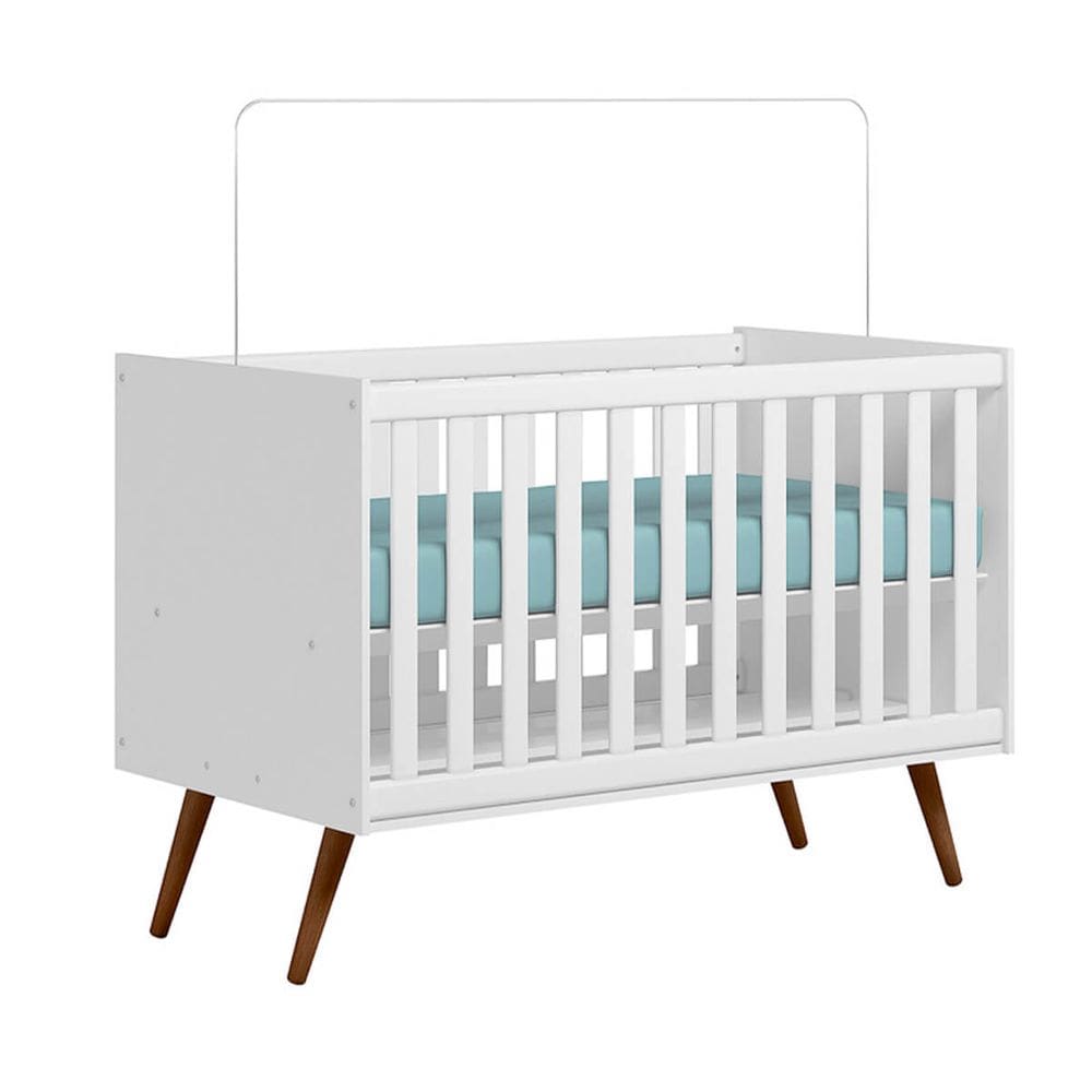 Berço Mini Cama com Rodizios e Mosqueteiro - Cor Branca