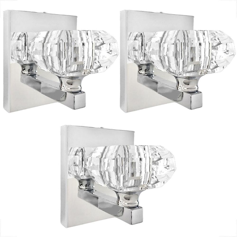 Kit 3 Arandela Cristal K9 Prata Espelhado Cindy Lavabo Bet41