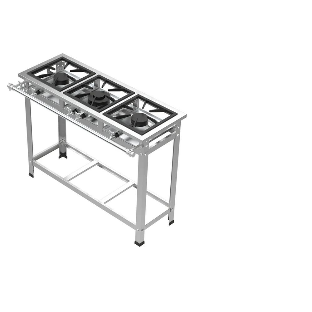 Fogão Industrial 3 Bocas 30x30 P5 Inox Leona