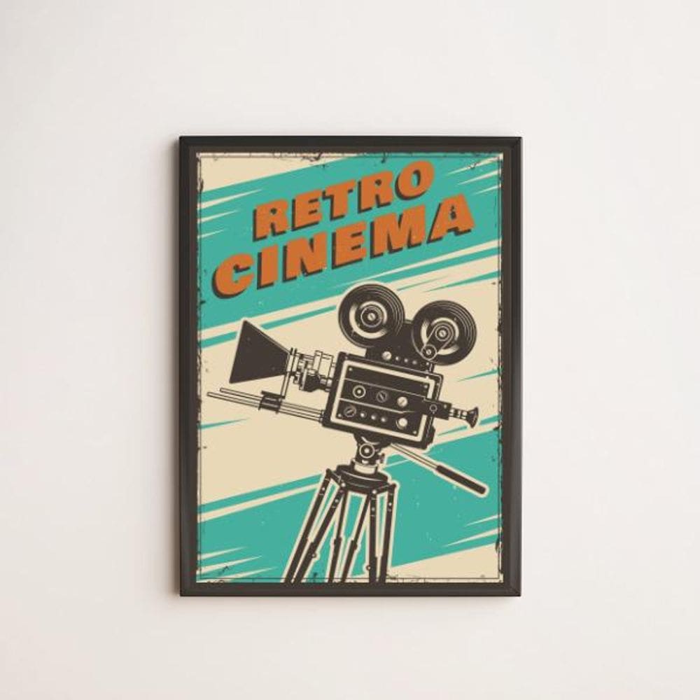 Quadro Decorativo Retrô Cinema Câmera 24X18Cm
