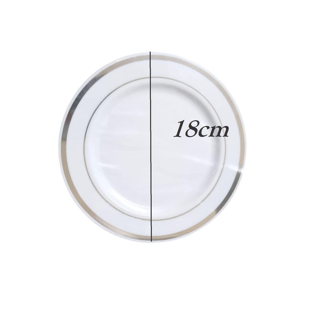 Kit Prato Descartável Luxo Prata Sobremesa 18Cm-10Un