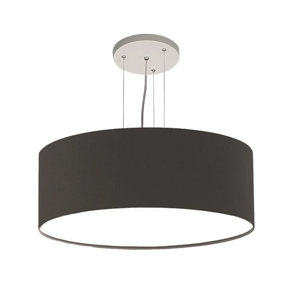 Lustre Pendente Redondo Cúpula Em Tecido Preto 50X15